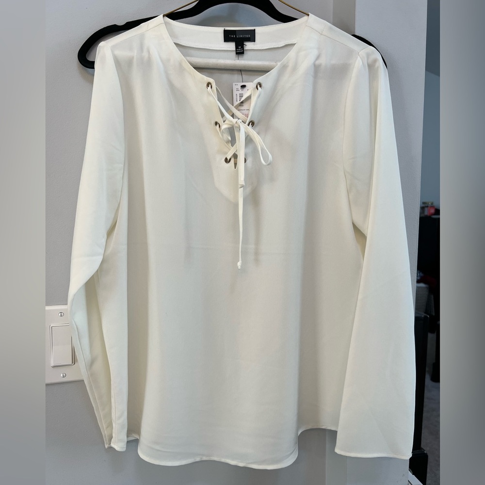 NWT The Limited cream tie blouse